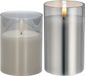 CEPEWA Set van 2x luxe led kaarsen in grijs glas 10 en 12.5 cm met timer