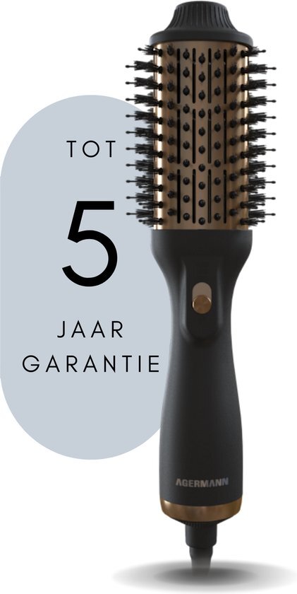 Agermann 4-in-1 Föhnborstel - Keramische Magic Brush - Lang/Kort/Stijl/Krullen - 1200W - Goud