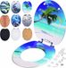 Shenzhen Haorui Industrial Technology Co., Ltd. Abattant de WC double mécanisme de fermeture douce noyau en MDF charnières hygiéniques en acier inoxydable 175 kg salle de bain abattant de WC couvercle de WC couvercle de WC bleu plage