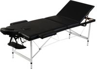 vidaXL Inklapbare massagetafel 3 zones met aluminium frame (zwart)