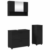 vidaXL Badkamermeubel Set 3-delig Zwart 76,5 x 35 x 64 cm