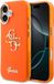 Guess telefoonhoesje voor Apple iPhone 17 - 4G Script met metalen logo - Oranje - Zilveren rand