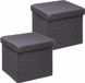5Five Poef/hocker/opbergbox - 2x - donkergrijs - polyester/mdf - 31 x 31 cm - opvouwbaar