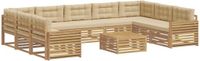 vidaXL - Salon d'extérieur - set - 10 - pcs - Blanc - et - Beige - Acacia - massif - Bois