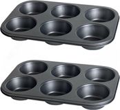 Gerimport Moule à manqué - 2x pièces - muffins et cupcakes - 31 x 21 cm - moule de cuisson