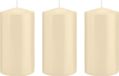 Trend Candles Bougie cylindrique/bougie tronc - 3x - blanc crème - 8 x 15 cm - 69 heures de combustion - bougies pour l'hôtellerie