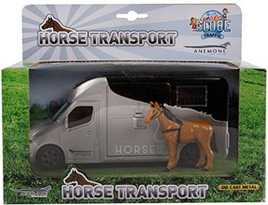 Kids Globe Die-cast Paardentruck met Licht en Geluid - Grijs - 20cm