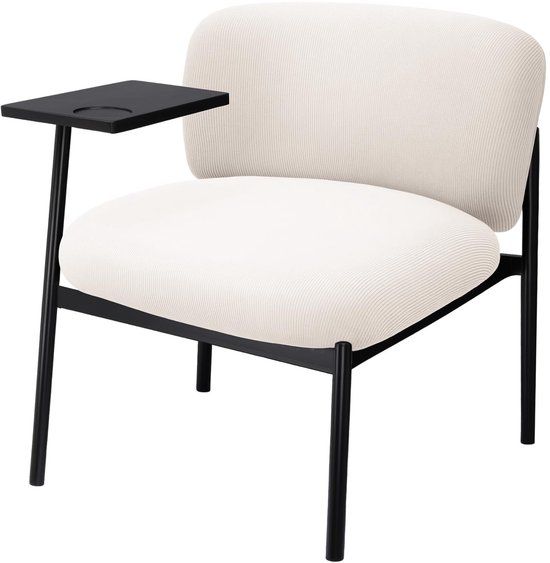 COMHOMA Loungestoel Fauteuil Moderne Gestoffeerd met Metalen Poten Beige