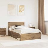 vidaXL Bedframe Artisanaal eiken Massief grenenhout 120 x 200 cm