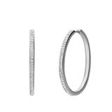 Lucardi Dames Zilveren oorringen kristal 40mm - Oorbellen - 925 Zilver - Zilverkleurig