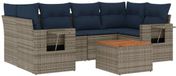 vidaXL Ensemble de banc de jardin 7 pièces avec coussins, polyrotin gris