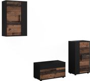 Vicco Woonwand Berno, Zwart/Oldstyle, Set van 3 stuks