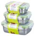 Set de 3 boîtes de rangement en acier inoxydable avec couvercle, hermétique et étanche