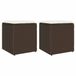 vidaXL Tuinkrukken met kussens 2 st 40x40x43 cm poly rattan bruin