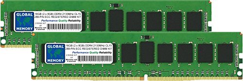 GLOBAL MEMORY 16GB (2 x 8GB) DDR4 2133MHz PC4-17000 288-PIN ECC GEREGISTREERD DIMM (RDIMM) GEHEUGEN RAM KIT VOOR SERVERS/WERKSTATIONS/MOEDERBORDEN (2 RANK KIT CHIPKILL)