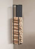 DanDiBo Houtrek voor houtblokken, intérieur, métal, noir, 140 cm, avec paroi arrière, pour montage mural