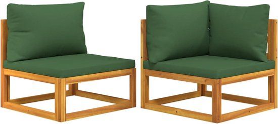 vidaXL 2-delige Loungeset met kussens massief acaciahout Groen