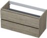 INK - Onderkast 2 Laden Greeploos met Houten Keerlijst - 1000x450x520 Mm - Greige Eiken