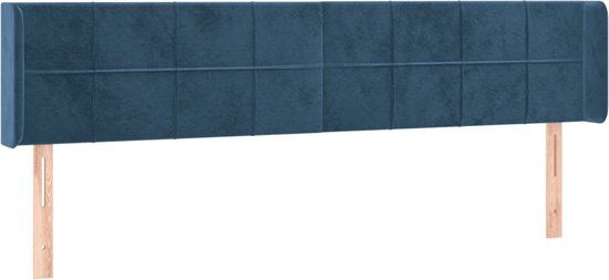 vidaXL Hoofdbord - Donkerblauw - 203x16x78/88 cm - Fluweel