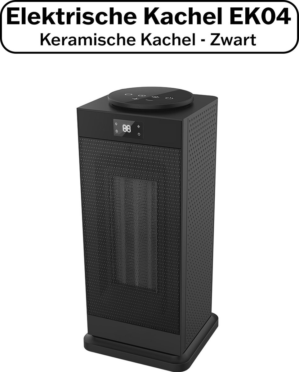 AFINTEK Elektrische kachel EK04 - 2000W - Keramische Kachel - 20m² - Draagbaar - Kantelbeveiliging - Ventilator - 1000W of 2000W - Zwart