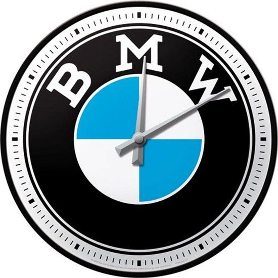 BMW Wandklok Logo - 30 cm - Wit/Blauw/Zwart