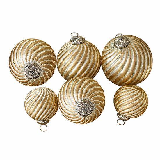 LOBERON Kerstbal set van 6 Frasetta goud/crème