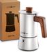 Merkloos Cosumy Espressomaker Inductie voor 4 Kopjes 200 ml – Moka Pot Roestvrij | Greep van duurzaam eikenhout, geschikt voor gas, elektrisch en keramisch fornuis – espresso maker voor een sterke koffie