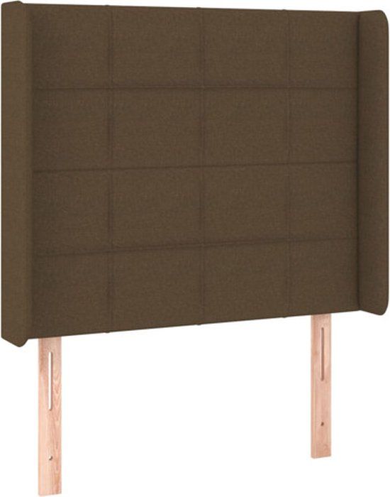 vidaXL Hoofdbord met randen 103x16x118/128 cm stof donkerbruin