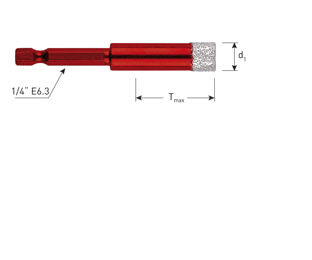 Rotec diamant tegelboor met wax PREMIUM, 1/4 E6,3 ø8