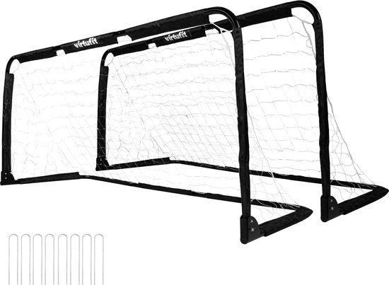 VirtuFit Opvouwbaar Voetbaldoel - Voetbalgoal - 90x60cm (Set van 2) - Zwart