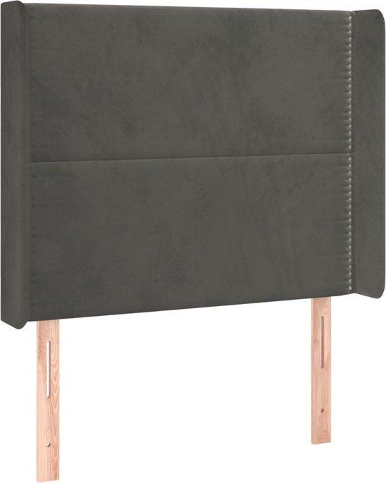 VidaXL Hoofdbord met randen 83x16x118/128 cm fluweel donkergrijs