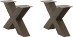 Pieds de table basse 2 pièces en forme de X 60x(30-31) cm acier naturel