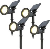 HOFTRONIC 4x Bend Solar Tuinspot - Black - IP65 Waterproof - Dusk and Motion Sensor - Up to 10 hours of burn time - Tiltable - Winter solar - 3000K Warm White - Solar garden lighting - Can also be used as a wall lamp