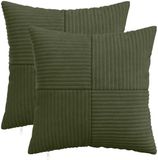 vidaXL - Kussensloop - 2 stuks - ALMELO - Groen - 40 x 40 cm - corduroy