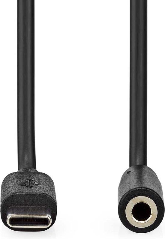 Nedis USB-C Adapter - USB 2.0 - USB-C Male - 3,5 mm Female - 1.00 m - Zwart