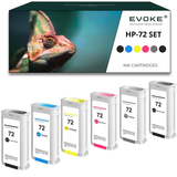 Evoke Compatible Ink for HP 72 6X: Cyan, Magenta, Yellow, Photo Black, Matte Black, Grey 780 ml Designjet T610 T620 T770 T790 T795 T1100 T1120 T1200 T1300 T2300