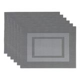 DII Tafelblad-collectie van PVC, geweven placemat-set voor binnen of buiten, 33 x 43,8 cm, grijs, 6 stuks