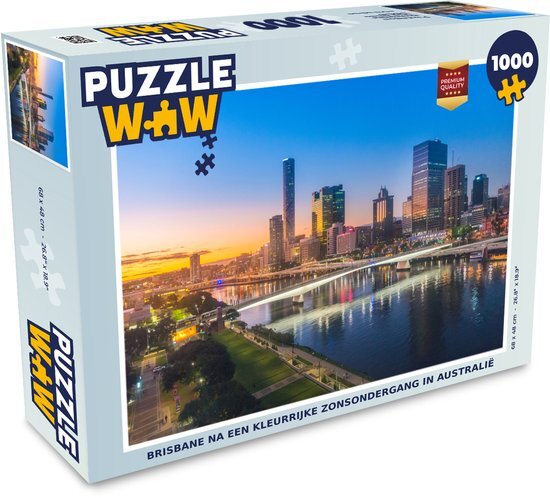 MuchoWow Puzzel Brisbane na een kleurrijke zonsondergang in Australië - Legpuzzel - Puzzel 1000 stukjes volwassenen