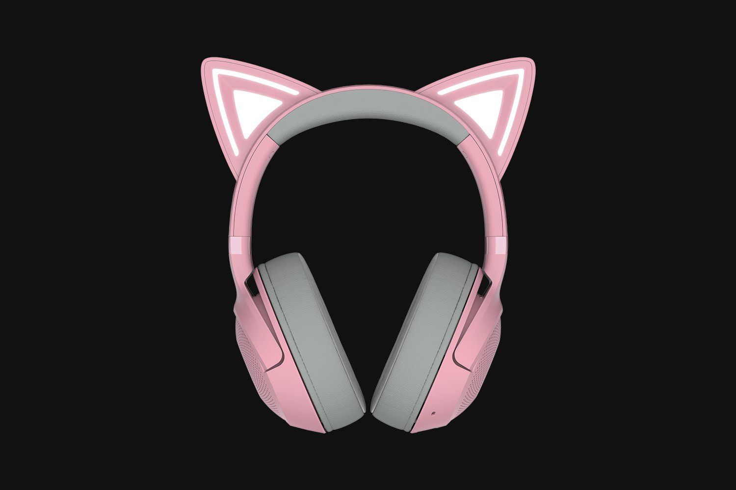 Razer Kraken Kitty V2 BT Draadloze Bluetooth-hoofdtelefoon met RGB-verlichting en kattenoren (Bluetooth 5.2, 40 mm Triforce, ruisonderdrukkende microfoons, tot 40 uur batterijduur), rozenkwarts