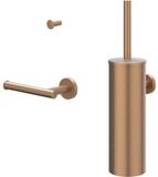 IVY Accessoireset 1 - Wandmodel Toiletborstelhouder met Handdoekhaak en Toiletrolhouder - Geborsteld Mat Koper
