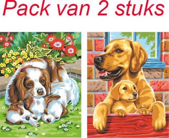 Mammut Spiel & Geschenk MAMMUT 8230214 - Junior schilderen op nummer set met 2 gedrukte kleursjablonen in DIN A4-formaat, 8 acrylverf, penseel en handleiding (mogelijk niet beschikbaar in het Nederlands), schilderset voor