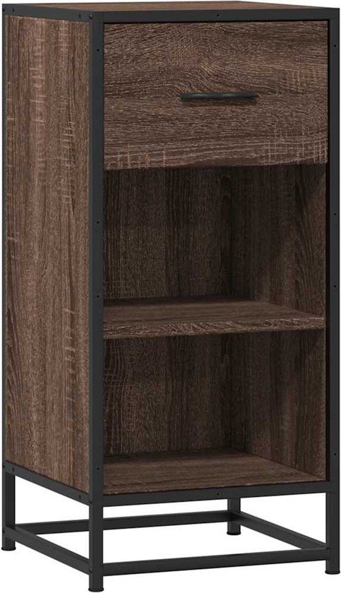vidaXL Dressoir 35,5x35x76 cm bewerkt hout en metaal bruin eikenkleur