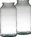 Hakbijl Glass Melkbus Bloemenvaas - Set van 2x stuks - Transparant - cilinder - gerecycled glas - D22 x H42 cm