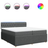 VidaXL Boxspringbed met matras, donkergrijs, 200x200 cm, gestoffeerd