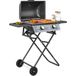 Barbecue à gaz Barbecue à gaz de camping transportable, 2 brûleurs 5,6 kW, avec étagères latérales thermomètre et roues, noir
