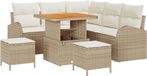 vidaXL Tuinbank Set met kussen 8 pcs Beige poly rattan