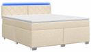 vidaXL Lit plateforme avec matelas et éclairage LED, couleur crème, 140 x 190 cm, revêtement en tissu