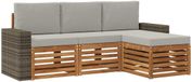 vidaXL - Bank loungeset - 4 zitplekken - Naturel en lichtgrijs - Acacia hout