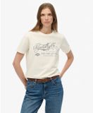 Superdry Industry Workwear Casual T-shirt Dames Beige Maat S