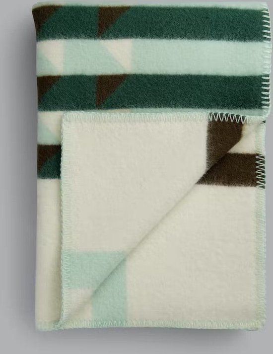Røros Kvam Wollen Plaid - BeigeMintgroen - 135 x 200 cm